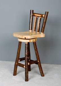 Sawtooth Hickory 30" Bar Stool Saddle Seat w/Back & Swivel by Viking Log Furniture