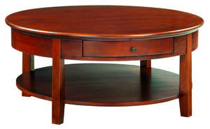 McKenzie Round Cocktail Table (40"D), Glazed Antique Cherry by Whittier Wood Furniture