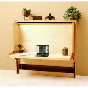 [Floor Sample] Avalon Birch Hidden Bed, Full Size, Sunset Finish with Desk by Wallbeds