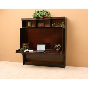 [Floor Sample] Avalon Birch Hidden Bed with Desk, Queen Size, Cinnamon Finish by Wallbeds
