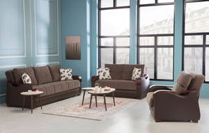 Bennett Armoni Brown Sofa, Love & Chair Set by Bellona