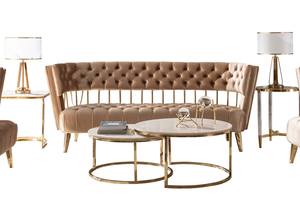 Divani Casa Courtney - Beige & Gold Fabric Sofa by VIG Furniture