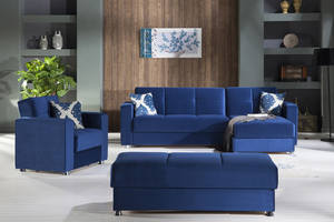 Elegant Roma Navy Sectional Sofa by Bellona