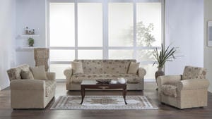 Elita S Yasemin Beige Sofa, Love & Chair Set by Bellona