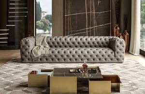 Coronelli Collezioni Ellington - Italian Grey Nubuck Leather 4-Seater Sofa by VIG Furniture