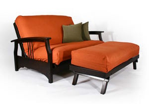 Futon Frame - Queen Loveseat Size - Fremont Dark Cherry Wall Hugger by Strata Furniture