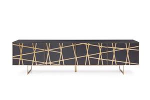 Modrest Kilson - Modern Black Oak & Champagne Gold TV Stand by VIG Furniture