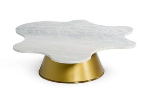 Modrest Gabbro Low - Glam White Marble and Gold Coffee Table by VIG Furniture