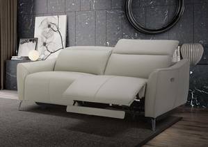 Divani Casa Prairie Modern Light Grey Leather Dual Electric Sofa Recliner with Electric Headrest by VIG Furniture