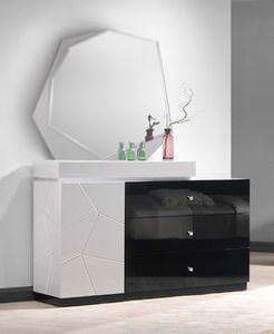 [NYC DEAL] Turin Black and Light Gray Lacquer Dresser w/Mirror by J&M Furniture
