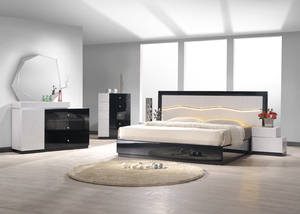 Turin Black and Light Gray Lacquer Bedroom Set by J&M Furniture