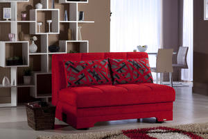 Twist Story Red Loveseat Sleeper by Bellona