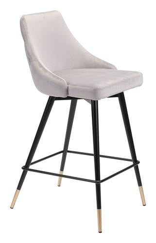 Piccolo Counter Chair Gray Velvet  by Zuo Modern