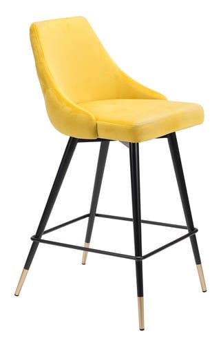 Piccolo Counter Chair Yellow Velvet  by Zuo Modern