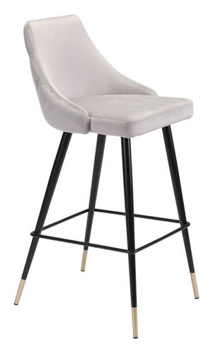 Piccolo Bar Chair Gray Velvet by Zuo Modern