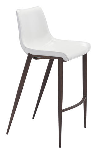 Magnus Bar Chair White & Walnut (Set of 2) by Zuo Modern