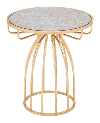 Silo Side Table Mirror & Gold by Zuo Modern