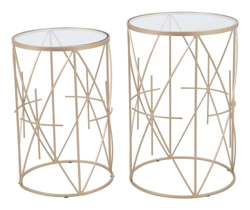 Set of 2 Hadrian Side Tables Gold & Clear by Zuo Modern