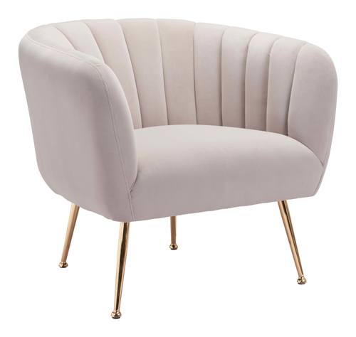 Deco Accent Chair Beige & Gold by Zuo Modern