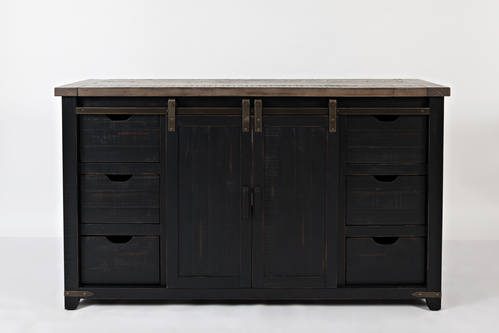 Madison County Vintage Black 60 Inch Barn Door Server by Jofran Furniture