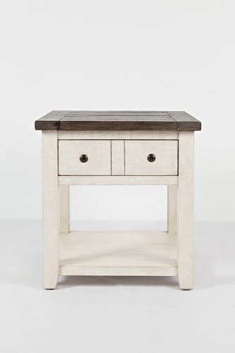 Madison County Vintage White End Table by Jofran Furniture