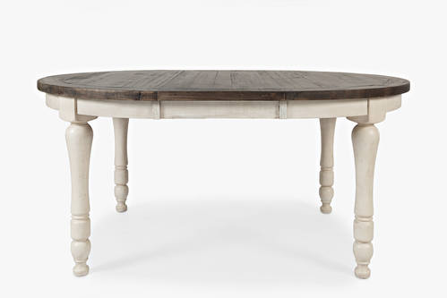 Madison County Vintage White Round to Oval Dining Table by Jofran Furniture