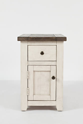 Madison County Vintage White Chairside Table by Jofran Furniture
