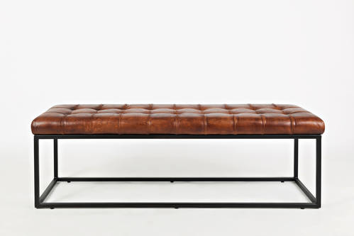 Global Archive Saddle Leather Ottoman by Jofran Furniture