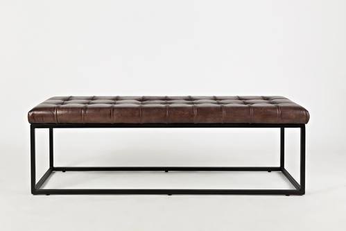 Global Archive Dark Sienna Leather Ottoman by Jofran Furniture