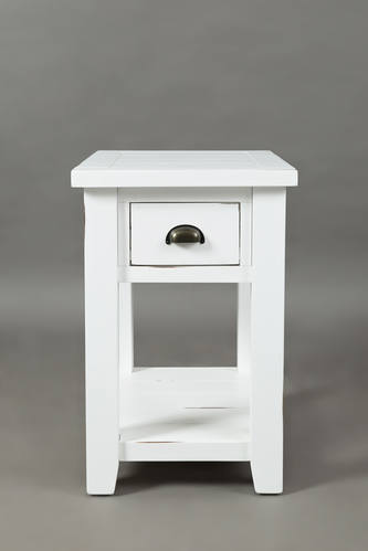 Artisan's Craft Weathered White Chairside Table by Jofran Furniture
