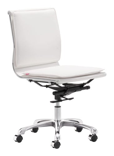 Lider Plus Armless Office Chair White by Zuo Modern