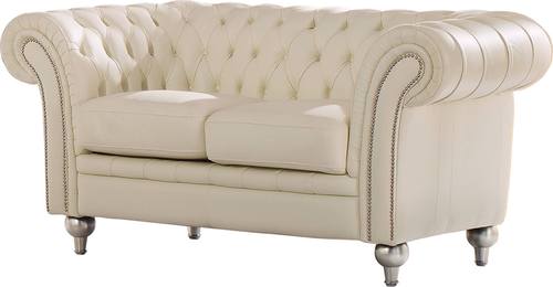 287 Ivory Leather Loveseat by ESF