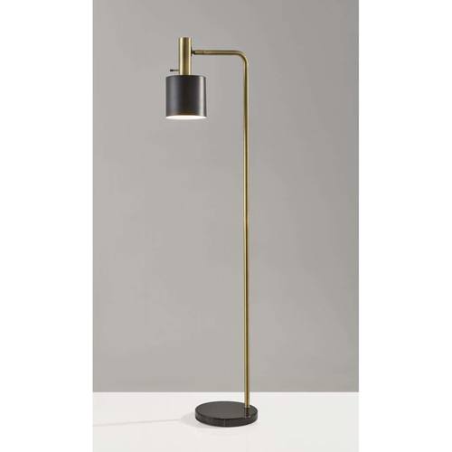 Emmett Floor Lamp (Antique Brass/ Black) by Adesso Furniture