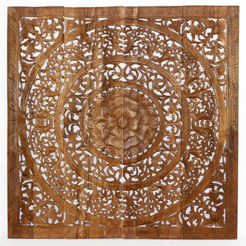 Lotus Teak Square Brown 3-D Wall Panel 48 Inch by Strata
