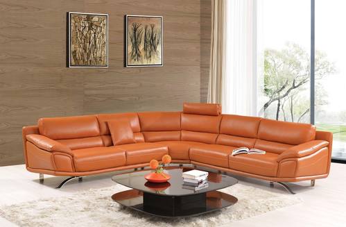 533 Orange Leather Sectional by ESF