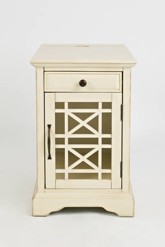 Craftsman Antique Cream Power Chairside Table by Jofran Furniture