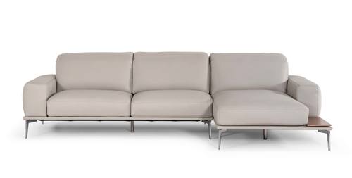 Estro Salotti Villeneuve - Modern Light Grey Italian Leather Sectional Sofa by VIG Furniture