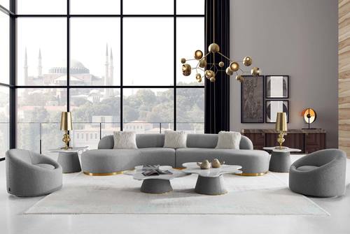 Divani Casa Frontier - Glam Grey Fabric Sectional Sofa by VIG Furniture