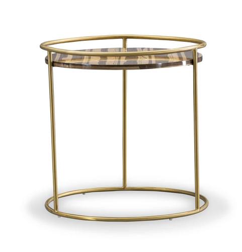 Modrest Gilcrest - Glam Brown and Gold Marble End Table by VIG Furniture