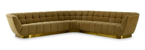 Divani Casa Granby - Glam Mustard and Gold Fabric Sectional Sofa by VIG Furniture