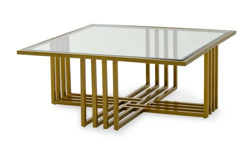 Modrest Kodiak - Glam Clear Glass and Gold Glass Coffee Table by VIG Furniture