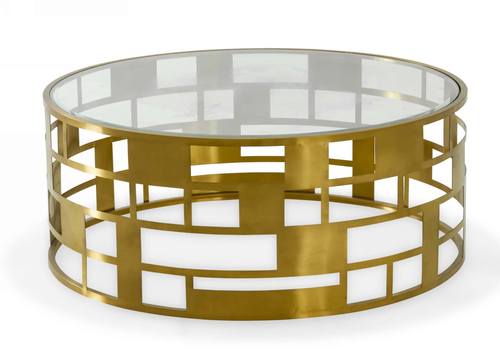 Modrest Kudo - Glam Clear Glass and Gold Glass Coffee Table by VIG Furniture
