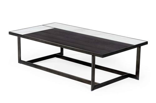 Modrest Fargo Modern Ceramic & Grey Walnut Coffee Table - Thumbnail 2