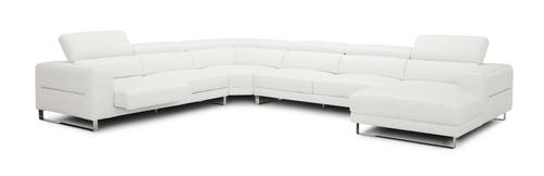 Divani Casa Hawkey Contemporary White Full Leather U Shaped Sectional Sofa - Thumbnail 2