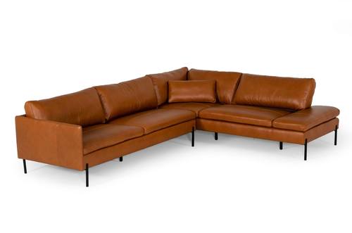 Divani Casa Sherry - Modern Cognac RAF Chaise Leather Sectional Sofa by VIG Furniture
