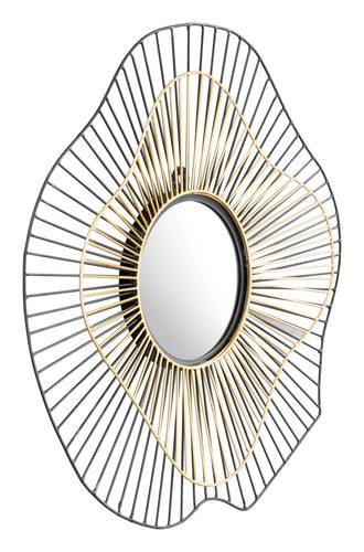 Comet Round Mirror Black & Gold by Zuo Modern