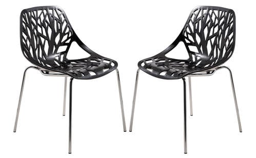 Asbury Modern Black Dining Chair w/Chromed Legs (Set of 2) by LeisureMod
