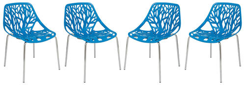 Asbury Modern Blue Dining Chair w/Chromed Legs (Set of 4) by LeisureMod