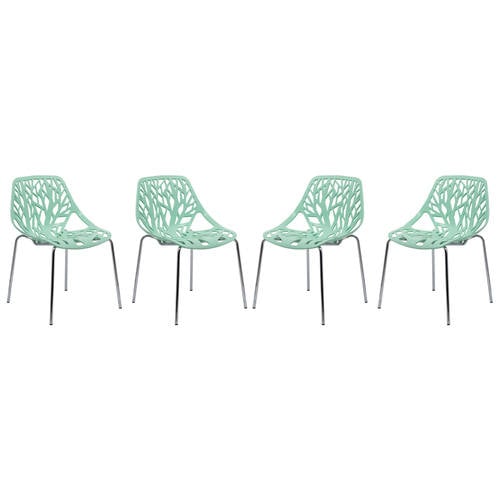 Asbury Modern Mint Dining Chair w/Chromed Legs (Set of 4) by LeisureMod