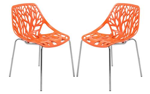 Asbury Modern Orange Dining Chair w/Chromed Legs (Set of 2) by LeisureMod
